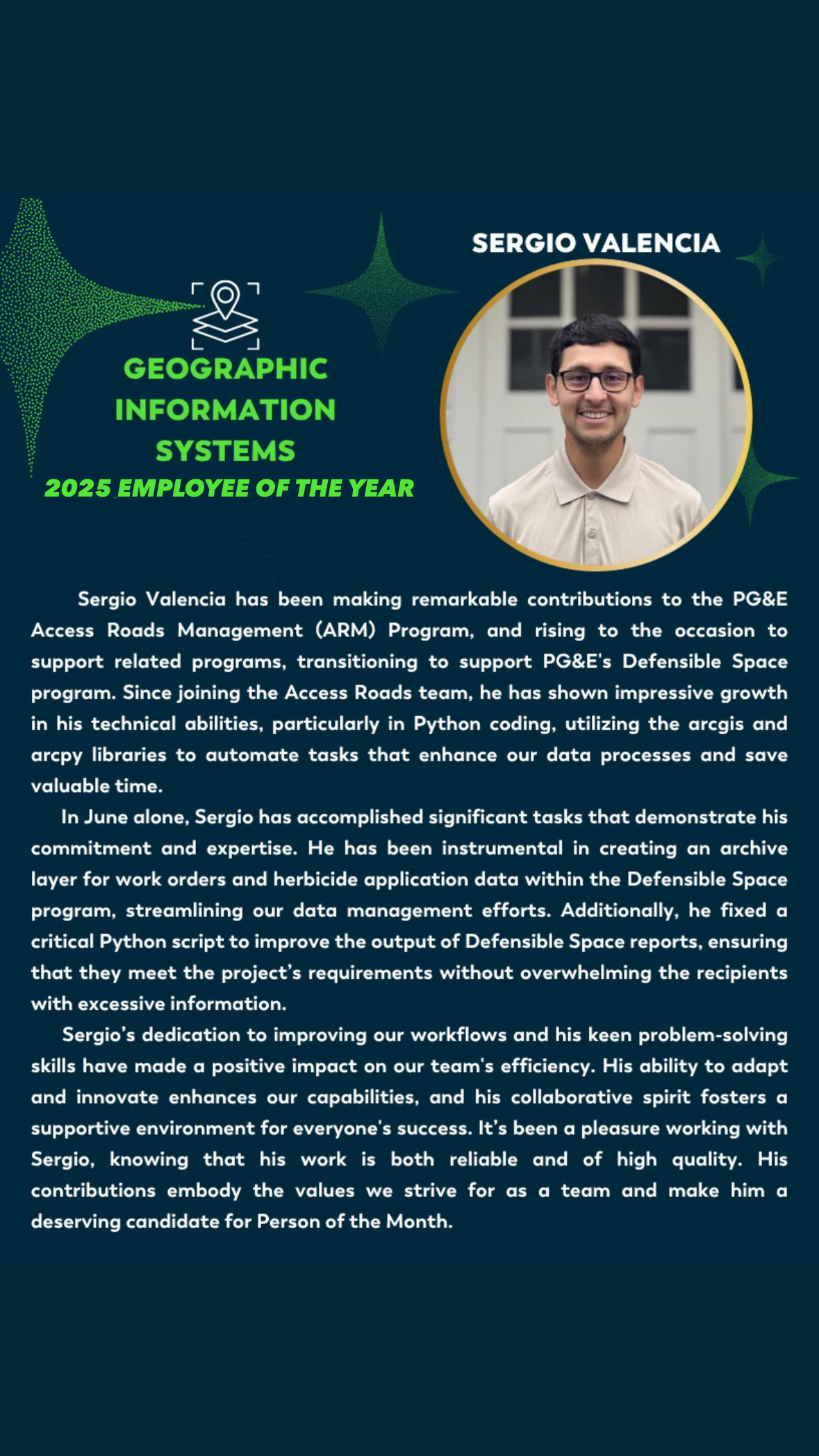 2025 GIS Employee of the Year - Sergio Valencia